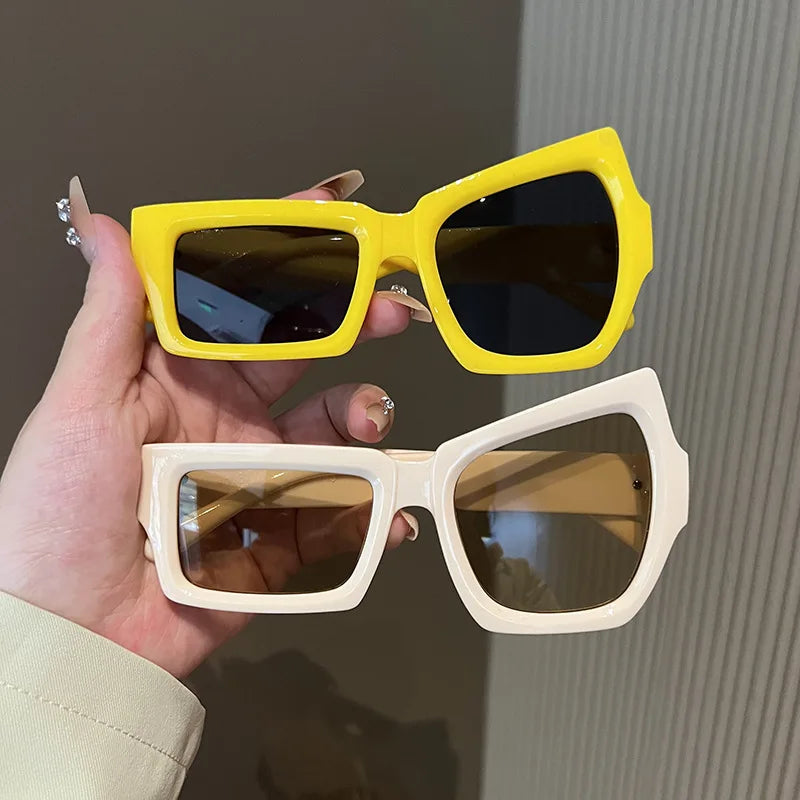 Eyebrow Polygon Vintage Square Sun Glasses