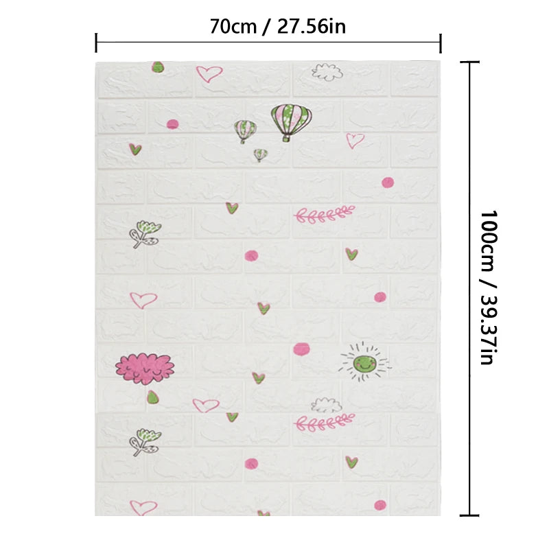 70cm*1m  3D Brick Pattern Wallpaper DIY Waterproof