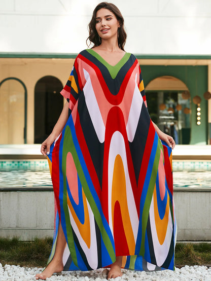 Plus Size Loose Fit Moroccan Batwing Kaftan Beach Dress