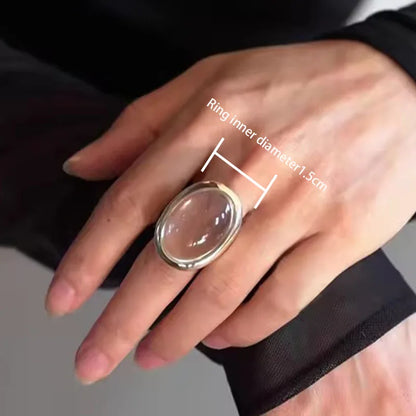 925 Sterling Silver Geometry Crystal Ring