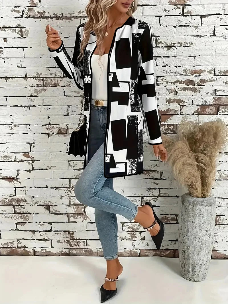 Spring and Autumn Plaid Print Casual Long Sleeve Thin Jacket