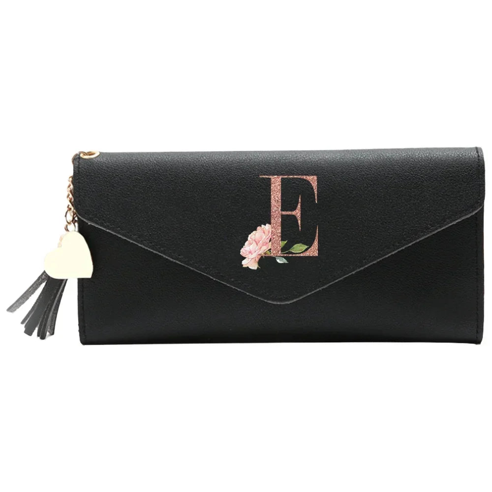 Black Small Leather Coin Rose Gold Wallet