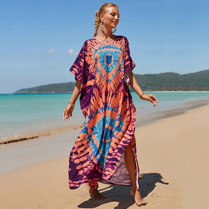 Swimsuit Kaftans Beach Cover Ups Colorful Outfits Dress
