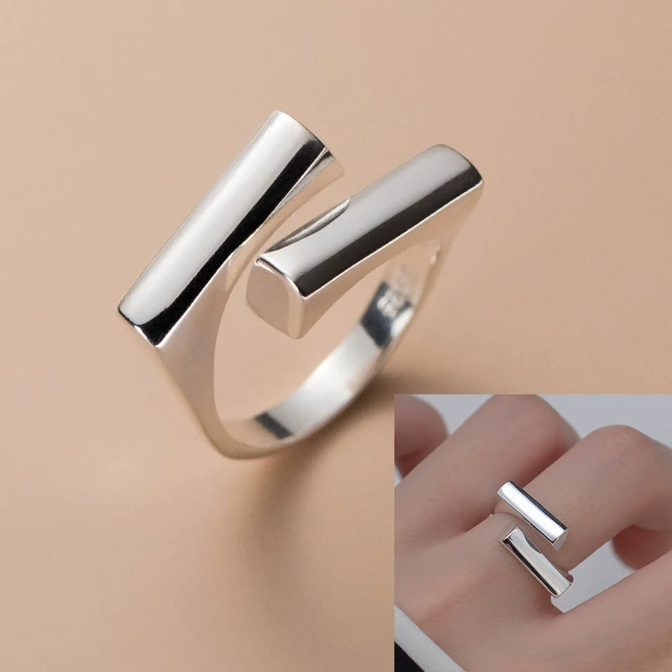 خاتم هندسي غير منتظم من الفضة الإسترلينية عيار 925