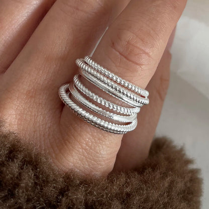 خاتم حفلة بسيط من الفضة الإسترلينية 925 مصنوع يدويًا