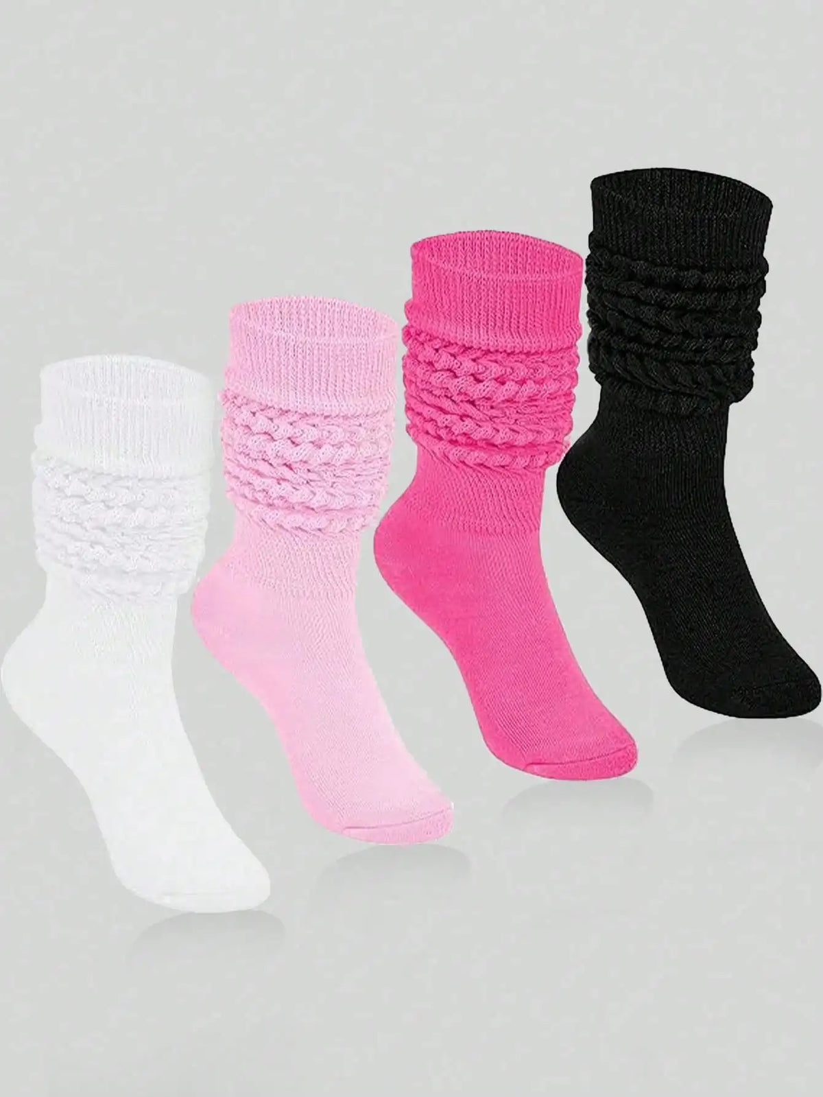 4/8 Pairs Slouch Knit Scrunch Scrunchie crew socks