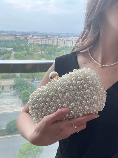 Luxury handmade chain shoulder Full Beaded clutch bag