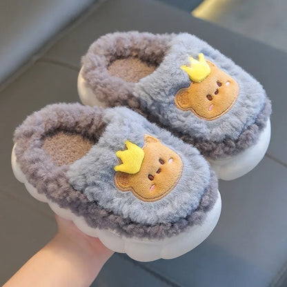 Cute Cartoon Winter Plush Toddler Non-slip Cotton 1-10 Years Slippers
