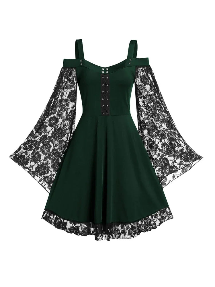 Flared Sleeve Punk Dress