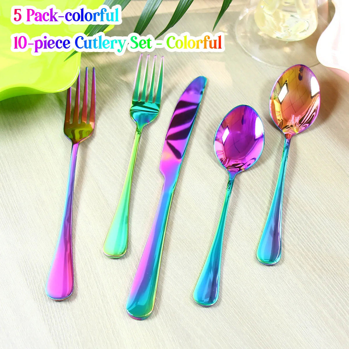 Blue Flatware Stainless Steel Cutlery Tableware Knives Forks Spoons Set