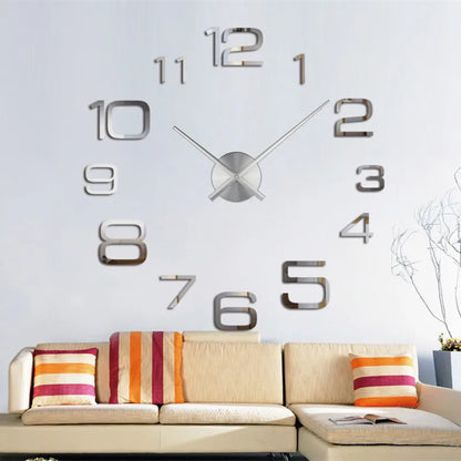 Large Wall 3D DIY Quartz Acrylic Mirror Stickers Clocks