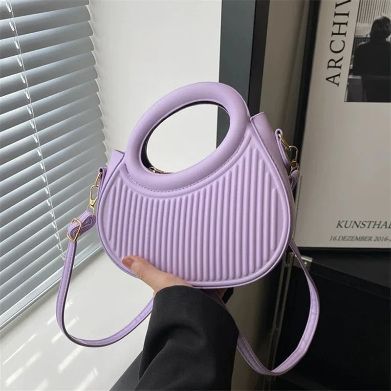 Chic Stripe Crossbody Elegant Synthetic Leather Handbag