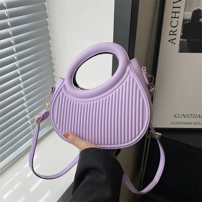 Chic Stripe Crossbody Elegant Synthetic Leather Handbag