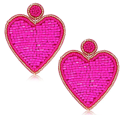 Hearts Dangle Beaded Earrings