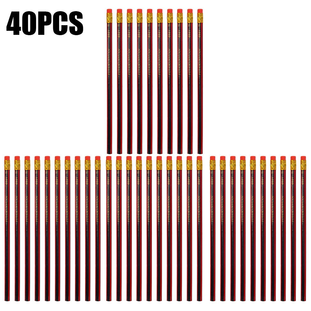 40/30/10PCS Wooden Lead Pencils with Eraser Stationery