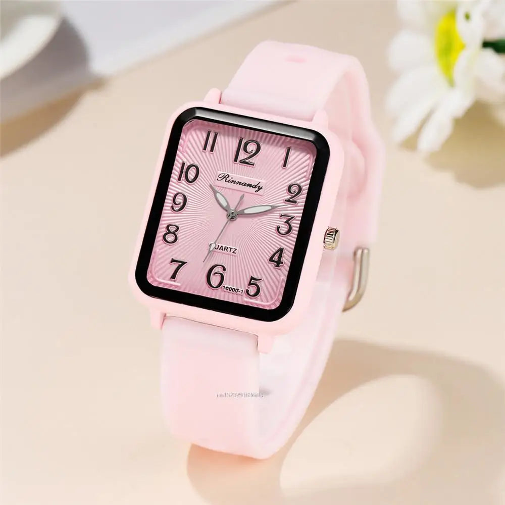 Rectangle Digital Quartz Silicone Strap Watch