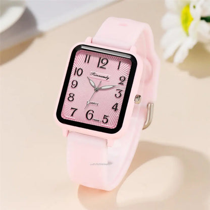 Rectangle Digital Quartz Silicone Strap Watch