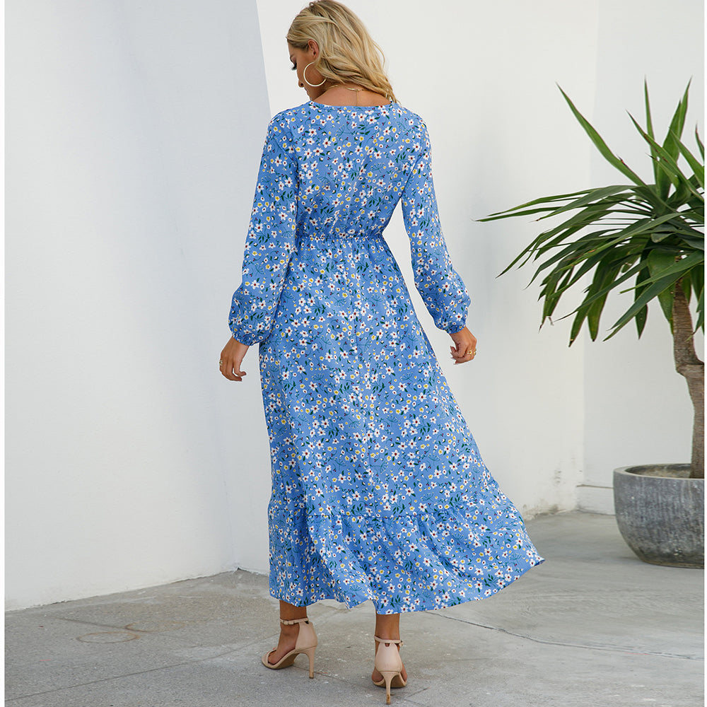 Maxi Bohemian Full Sleeve High Waist Chiffon Long Dress
