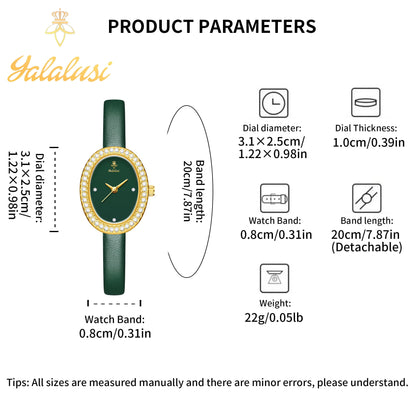 Water-Resistant Quartz A Luxurious Diamond-Set Leather Strap Bracelet Watch
