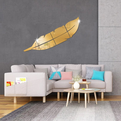 3D Dancing Feathers Mirror Wall Stickers