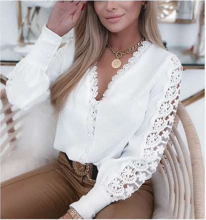 Lace Long Sleeve Crochet Blouse