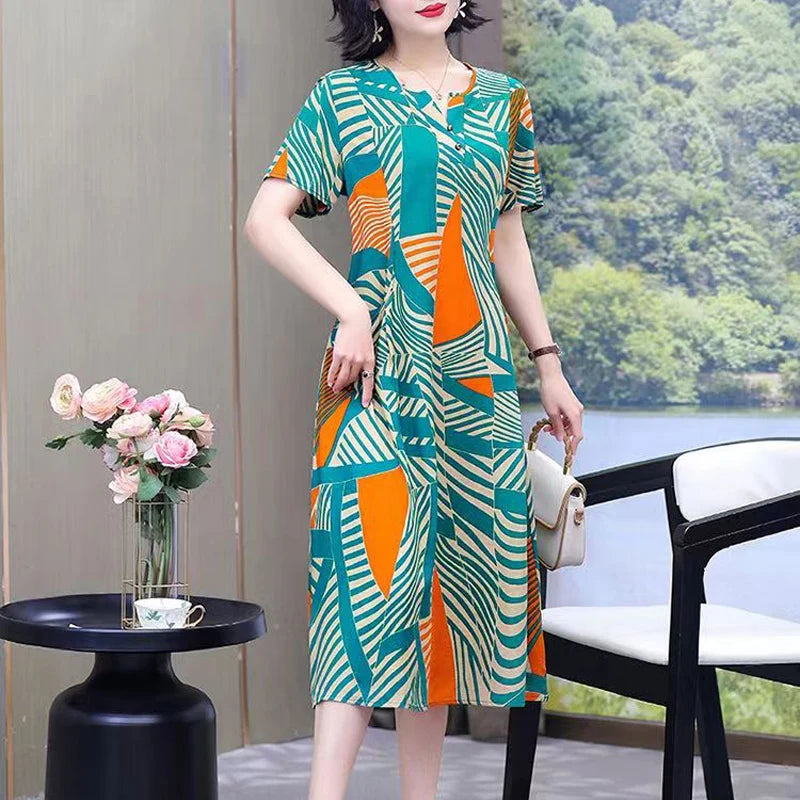 Bata informal de manga corta estilo boho, vestido largo