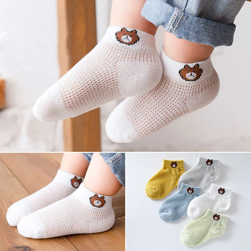 5 Pairs Cotton Cute Cartoon Thin Baby Short Socks