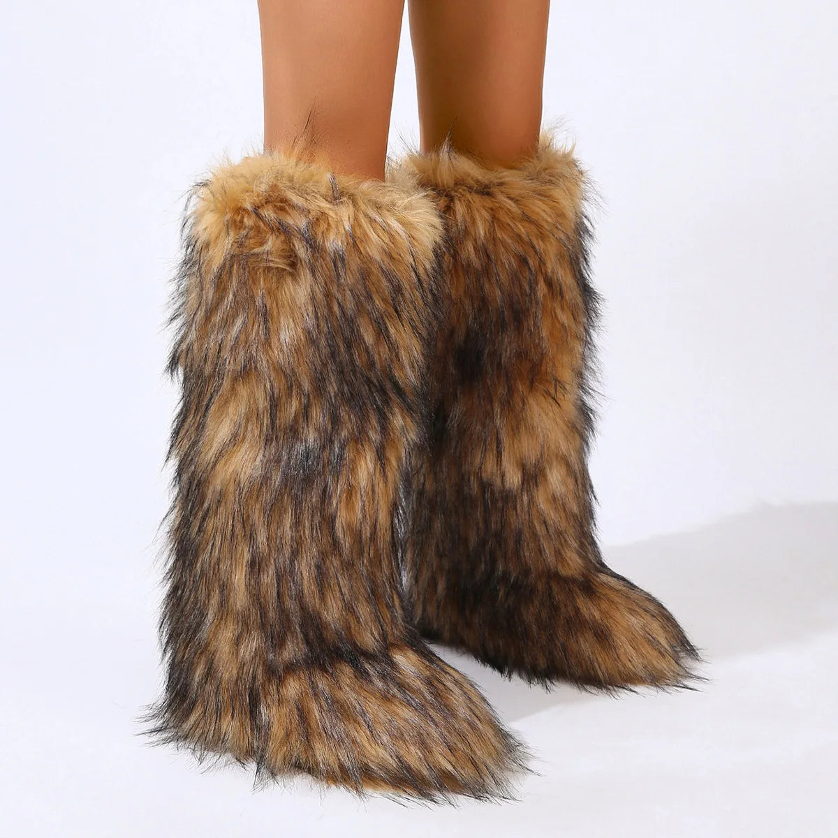 Thigh High Fluffy Furry Faux Fox Boots