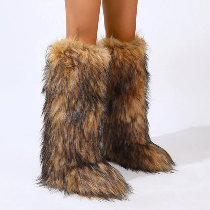 Thigh High Fluffy Furry Faux Fox Boots