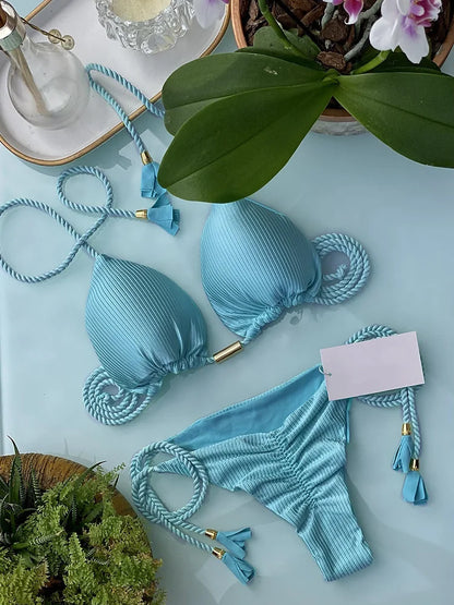 Bikini Backless Rope Triangle Swimsuit