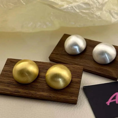 DANA Metal Brushed Frosted Semicircle Stud Earrings