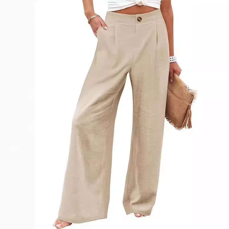 Cotton-Linen Casual Lightweight Elastic Waist Lounge Pants