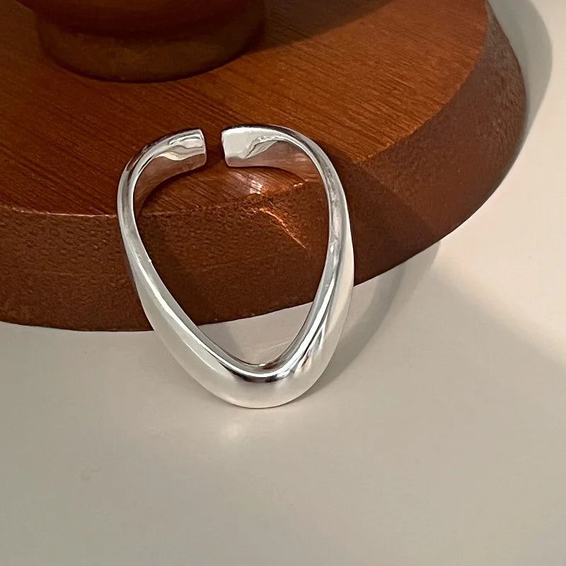 925 Sterling Silver Retro Hollow Wave Punk Hiphop Bohemia Rings