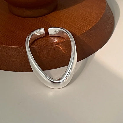 925 Sterling Silver Retro Hollow Wave Punk Hiphop Bohemia Rings