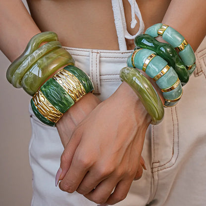 Vintage Acrylic Cuff Irregular Geometric Wide Bangles Bracelets