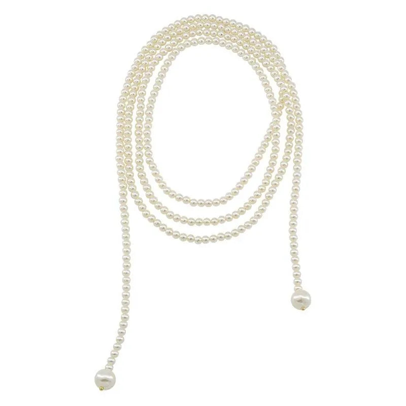 Vintage Imitation Pearl Long Chain Necklace