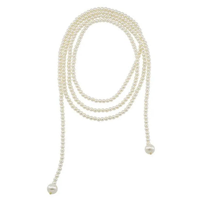 Vintage Imitation Pearl Long Chain Necklace