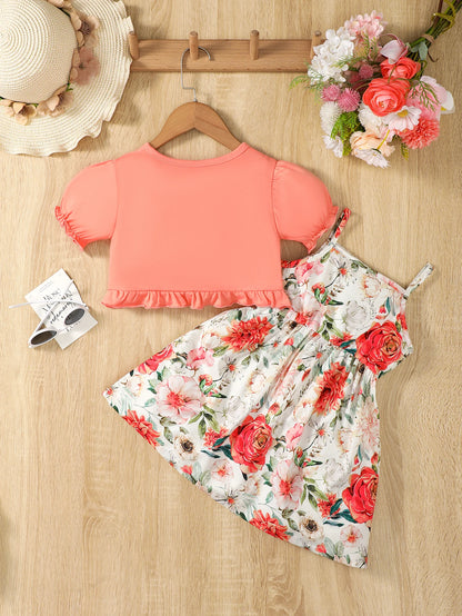 Hanging Strap Flower Bow Skirt Dress