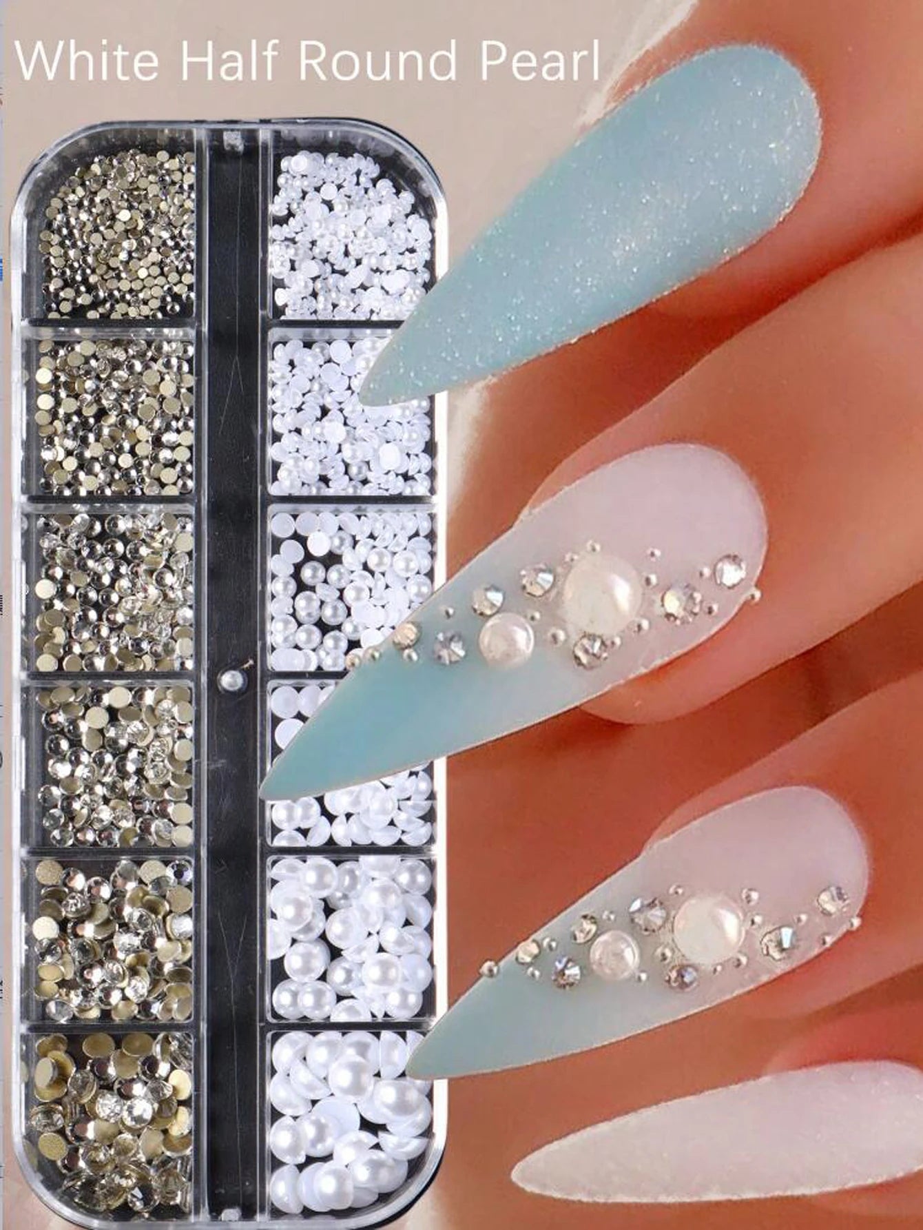 12Grids Mixed Mini Christmas Gems Nail Charms