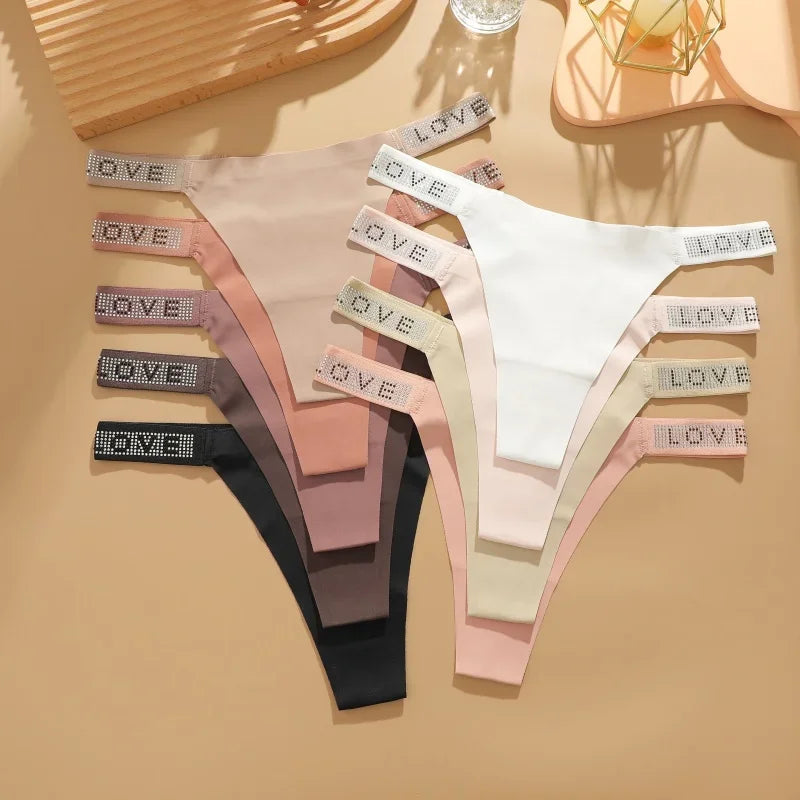 Low Waist Sexy Rhinestones Diamonds G-string Lingerie Set