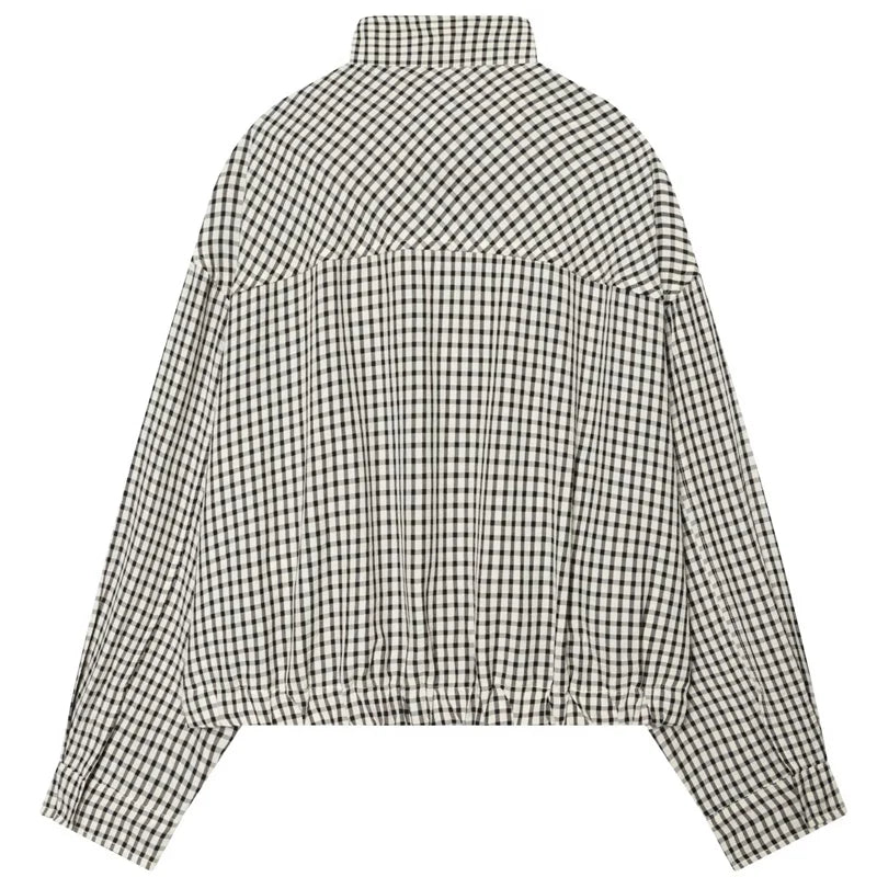 Plaid Bomber Spring Autumn Oversized Long Sleeve Casual Coats