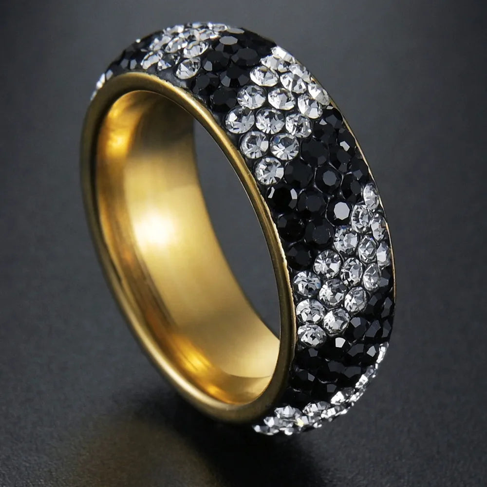 Blue Black Red Clear Crystal Ring