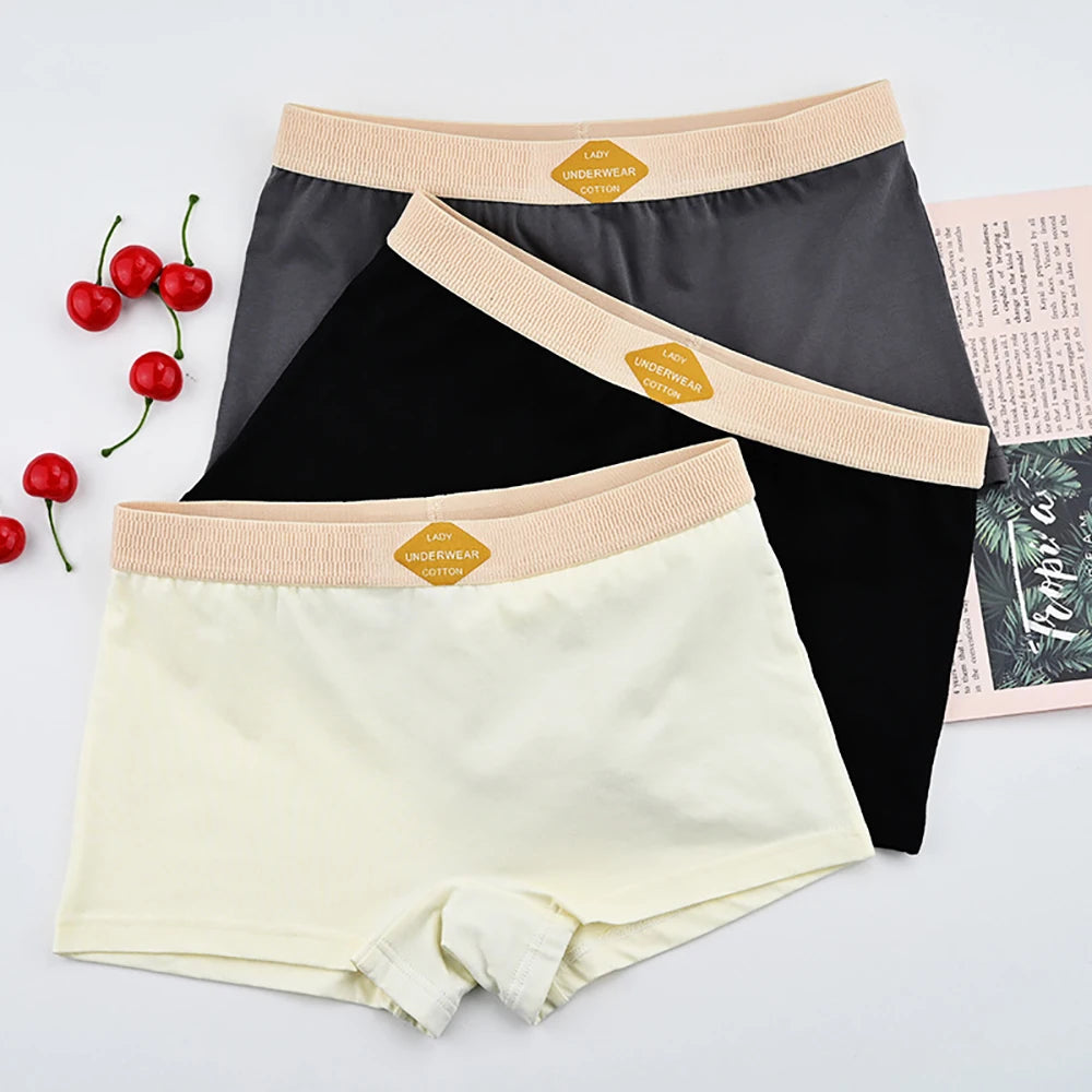 3PCS/Pack 100% Cotton Boxer Mid-rise Thin Lingerie