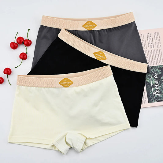 3PCS/Pack 100% Cotton Boxer Mid-rise Thin Lingerie