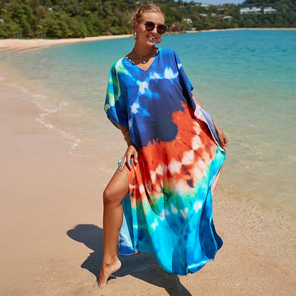 Swimsuit Kaftans Beach Cover Ups Colorful Outfits Dress