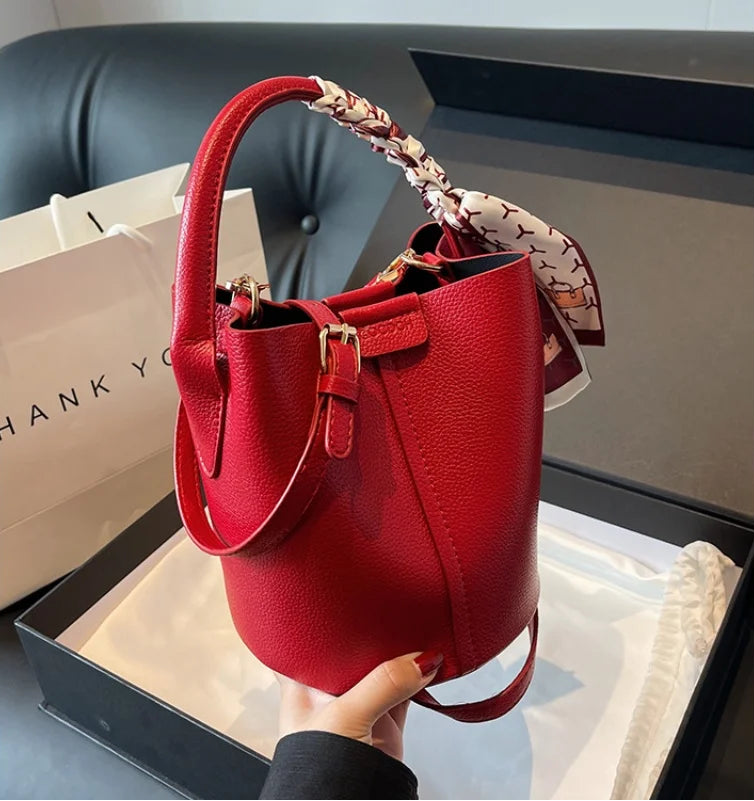 Crossbody PU Material Versatile Bucket Bag