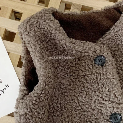 Autumn Winter Baby Plus Velvet Waistcoat Teddy Hair Coat