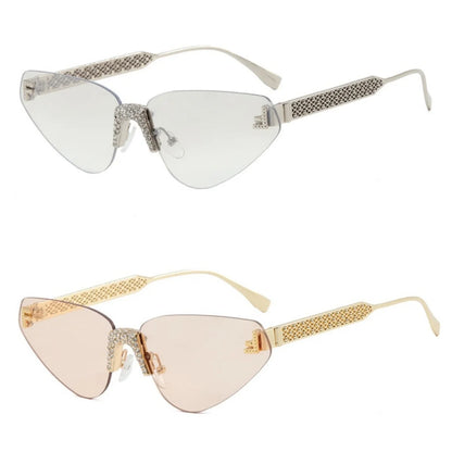 Sexy rimless retro punk metal sunglasses