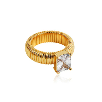 DANA 18K Gold Crystal Chunky Striped Rings