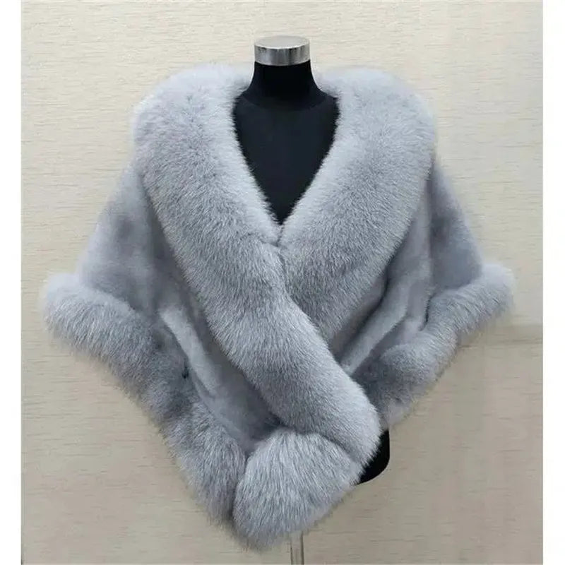 Fur Shawl Autumn Winter Faux Mink Fox Fur Cloak Coats Jacket
